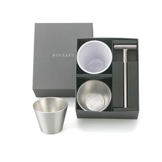 NOUSAKU Hammered Tumbler Kit Set of 2 with pure tin tumblers and hammer