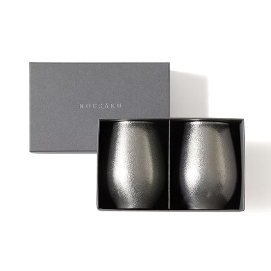 NOUSAKU Old Tumbler Set of 2 – Japanese pure tin whisky cups