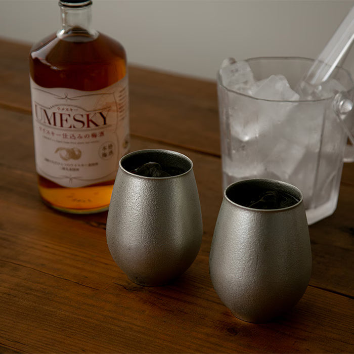 NOUSAKU Old Tumbler Set of 2 – Japanese pure tin whisky cups