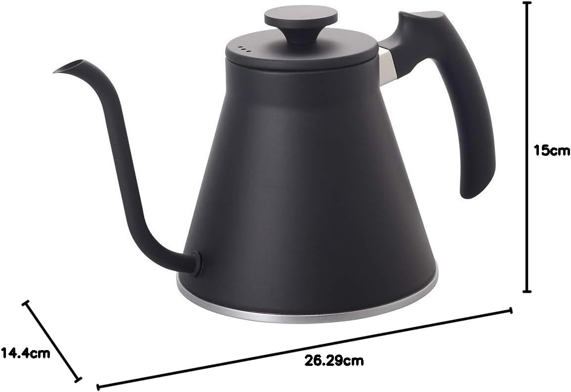 HARIO - V60 Drip Kettle, Fits Gas Fires, Induction Compatible, Practical, 27.6 fl oz (800 ml), Matte Black, Made in Japan
