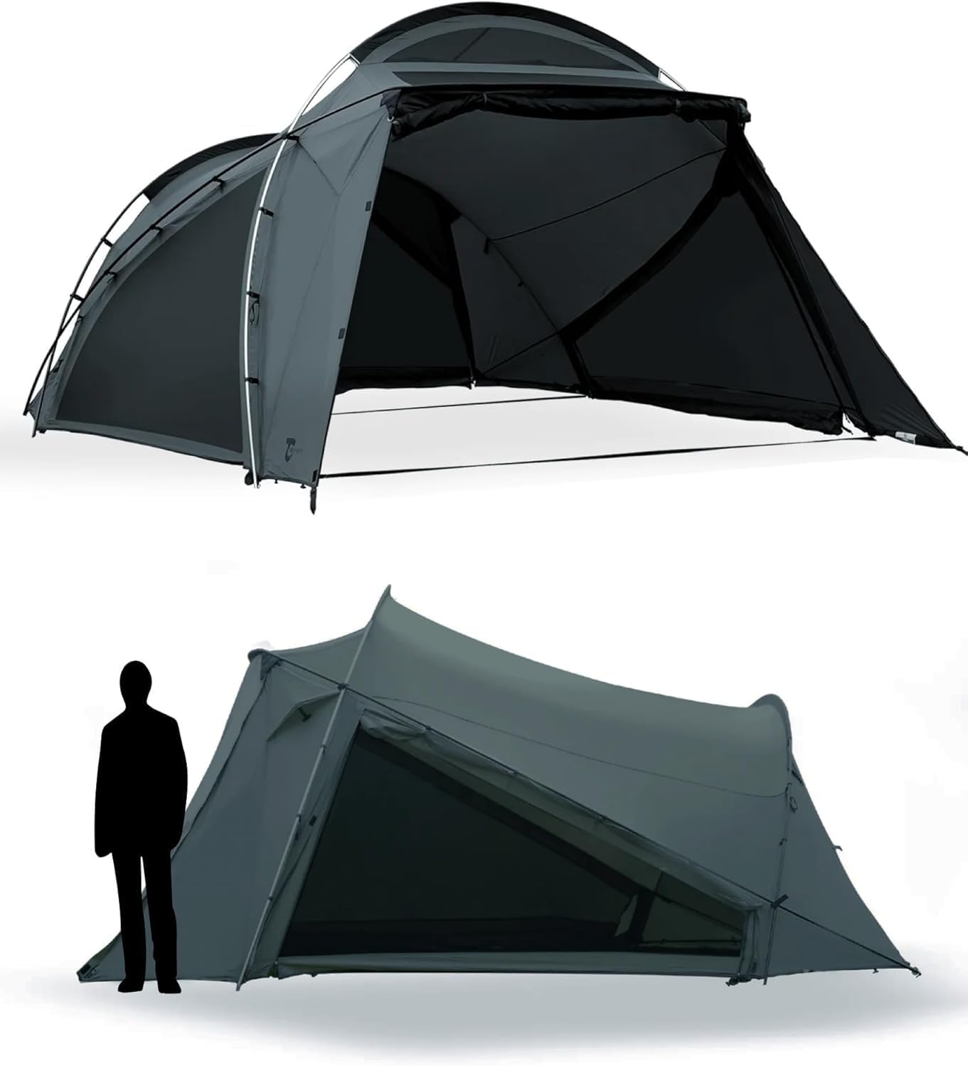 Tokyo Crafts - Tenbi Shelter Tent, For 4 People, Freestanding, 3 Frame Included, Light Filtering Panels, Full Mesh, Waterproof, Breathable, Family Duo, Camping