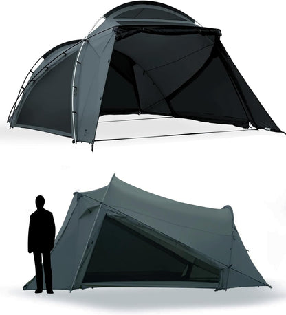 Tokyo Crafts - Tenbi Shelter Tent, For 4 People, Freestanding, 3 Frame Included, Light Filtering Panels, Full Mesh, Waterproof, Breathable, Family Duo, Camping