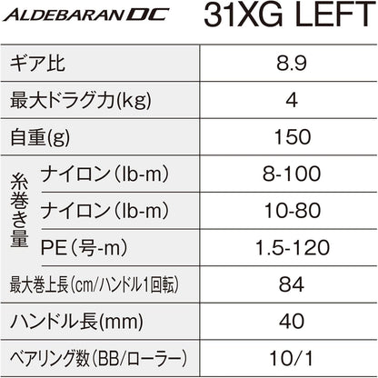 Shimano - 25 Aldebaran DC Bait Reel 31XG (Left)