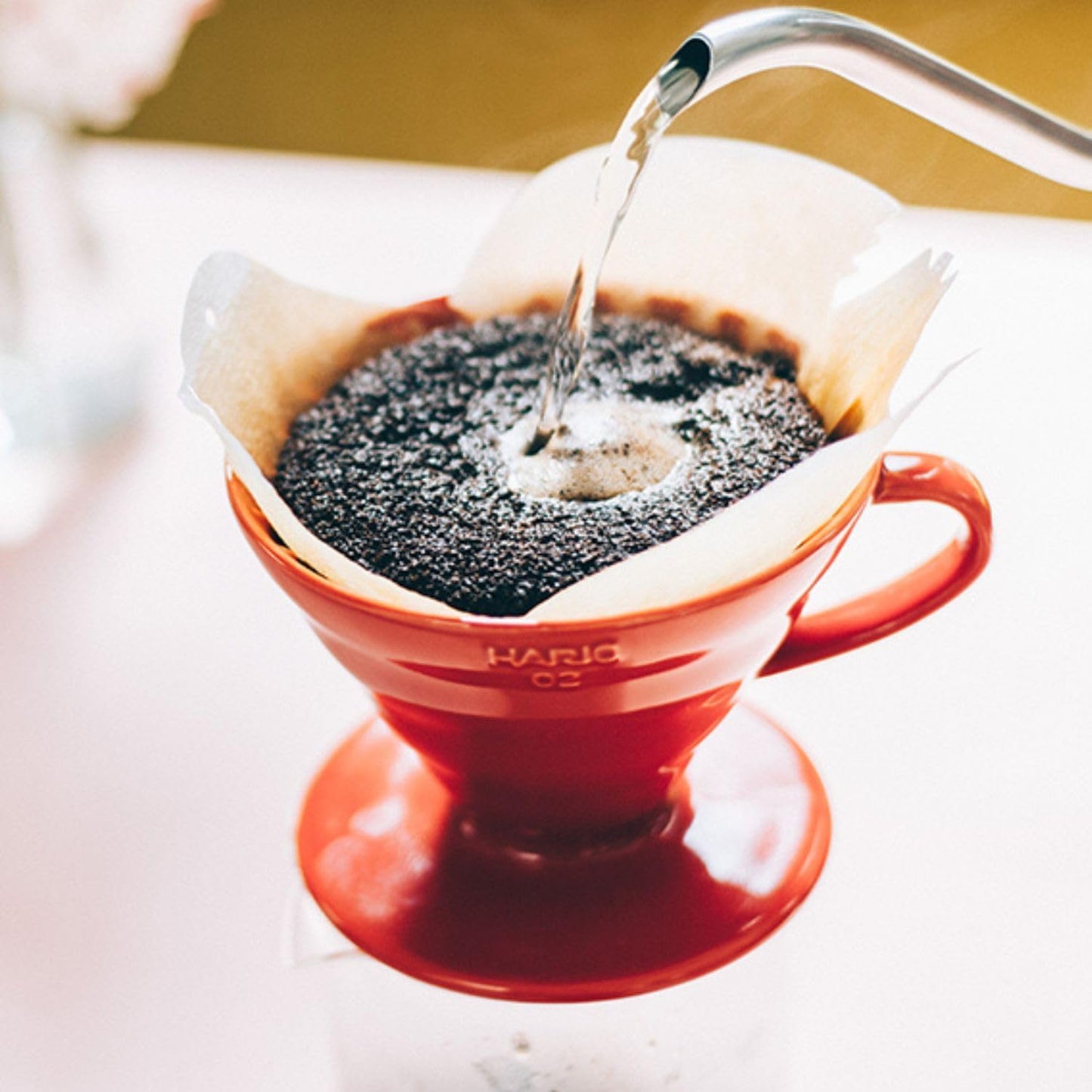 HARIO - V60 Transparent Dripper 02 Ceramic Red for 1-4 Cups Coffee Hand Drip