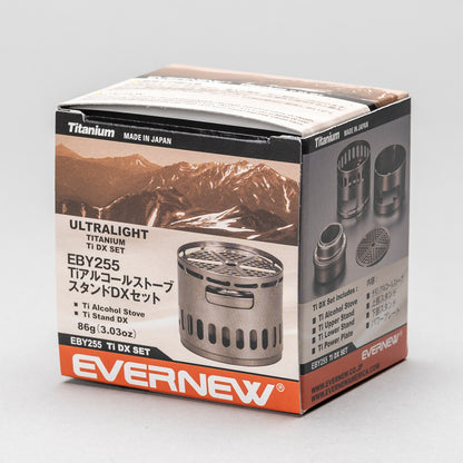 EVERNEW Alcohol Stove Stand DX Set with titanium alcohol stove and windscreen pot support
