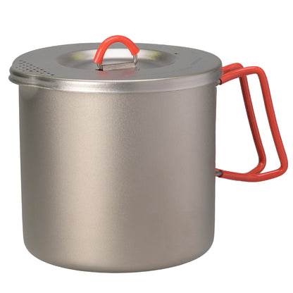 EVERNEW Ti Maccheroni Pot 1000 pure titanium backpacking pot with locking strainer lid