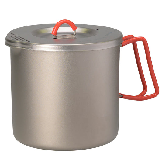EVERNEW Ti Maccheroni Pot 1000 pure titanium backpacking pot with locking strainer lid