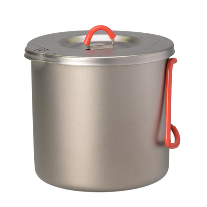 EVERNEW Ti Maccheroni Pot 1000 pure titanium backpacking pot with locking strainer lid