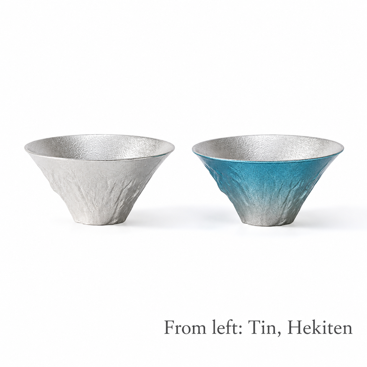NOUSAKU FUJIYAMA Tin and Hekiten Japanese pure tin sake cup set