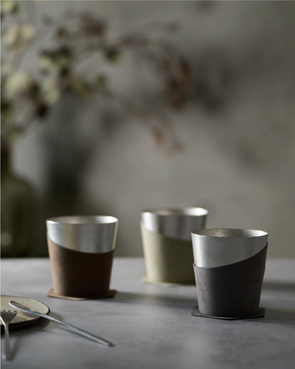 NOUSAKU Break Time Set – Pure Tin Tumbler with Alcantara Sleeve and Coaster
