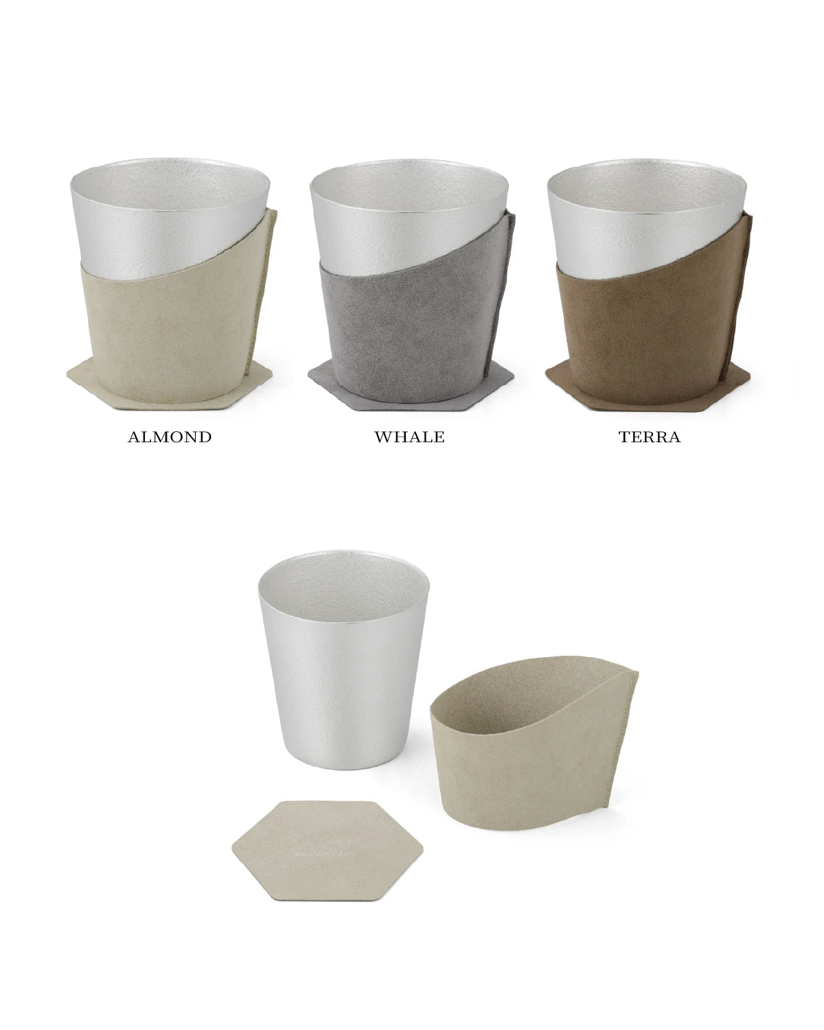 NOUSAKU Break Time Set – Pure Tin Tumbler with Alcantara Sleeve and Coaster