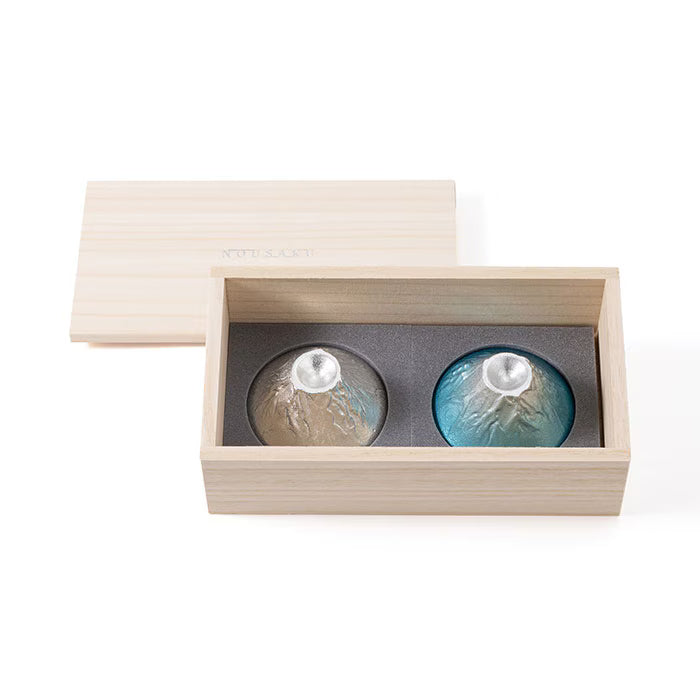 NOUSAKU FUJIYAMA Tin and Hekiten Japanese pure tin sake cup set