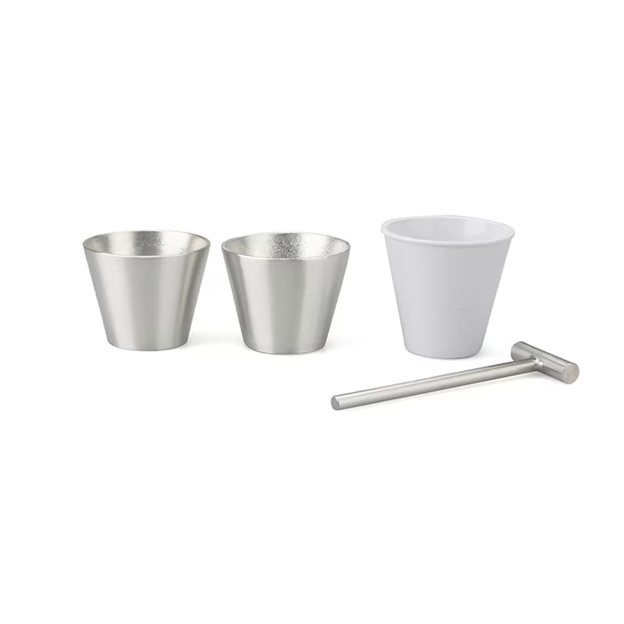 NOUSAKU Hammered Tumbler Kit Set of 2 with pure tin tumblers and hammer