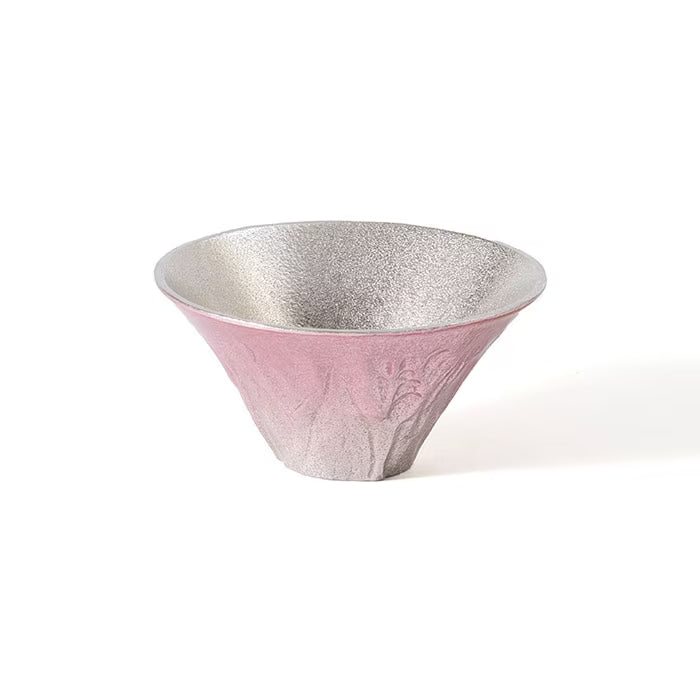 NOUSAKU Sakura Fuji Japanese pure tin sake set with Mt Fuji cups and Katakuchi