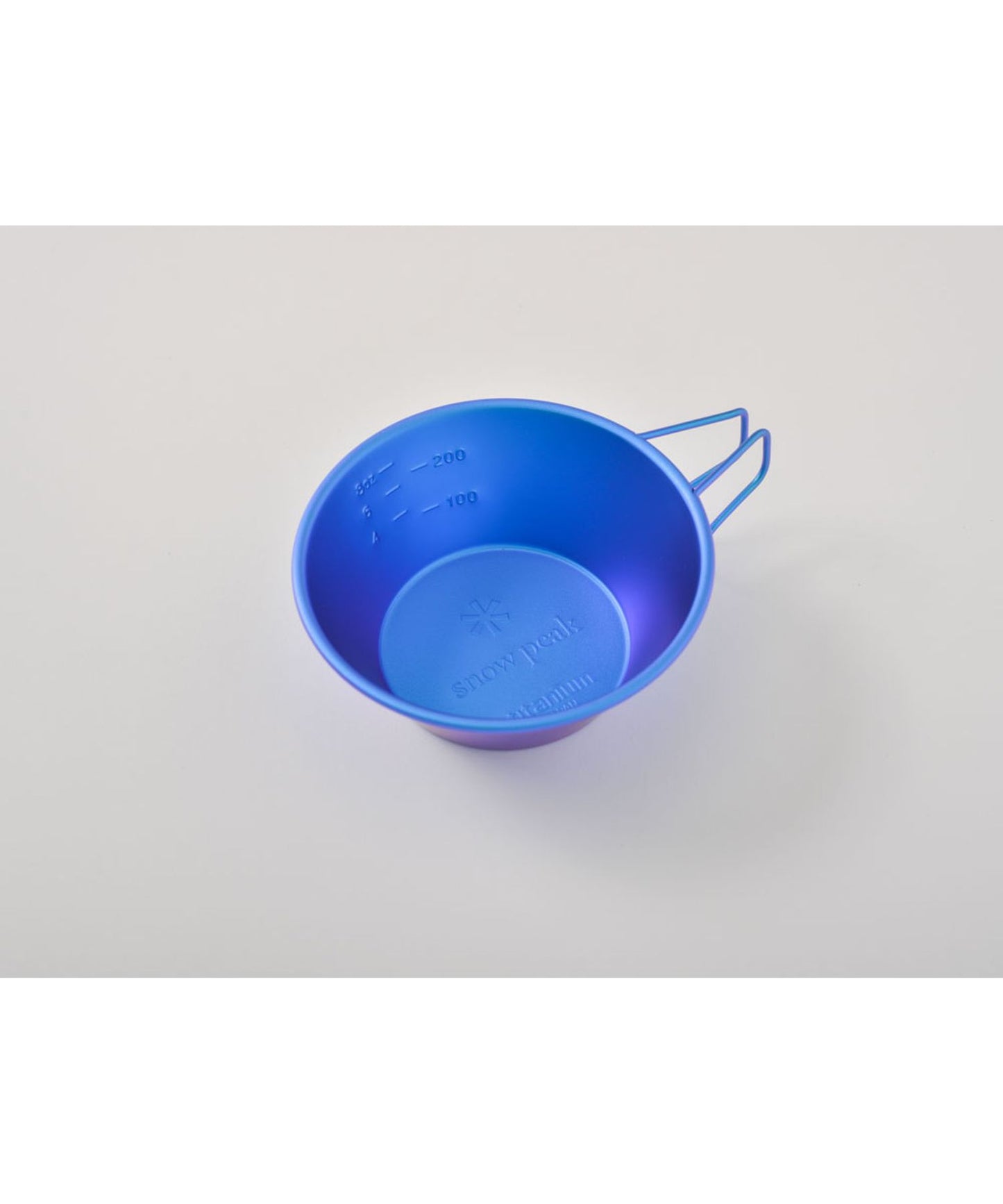 Snow Peak online-exclusive blue titanium Sierra cup with anodized oxide finish