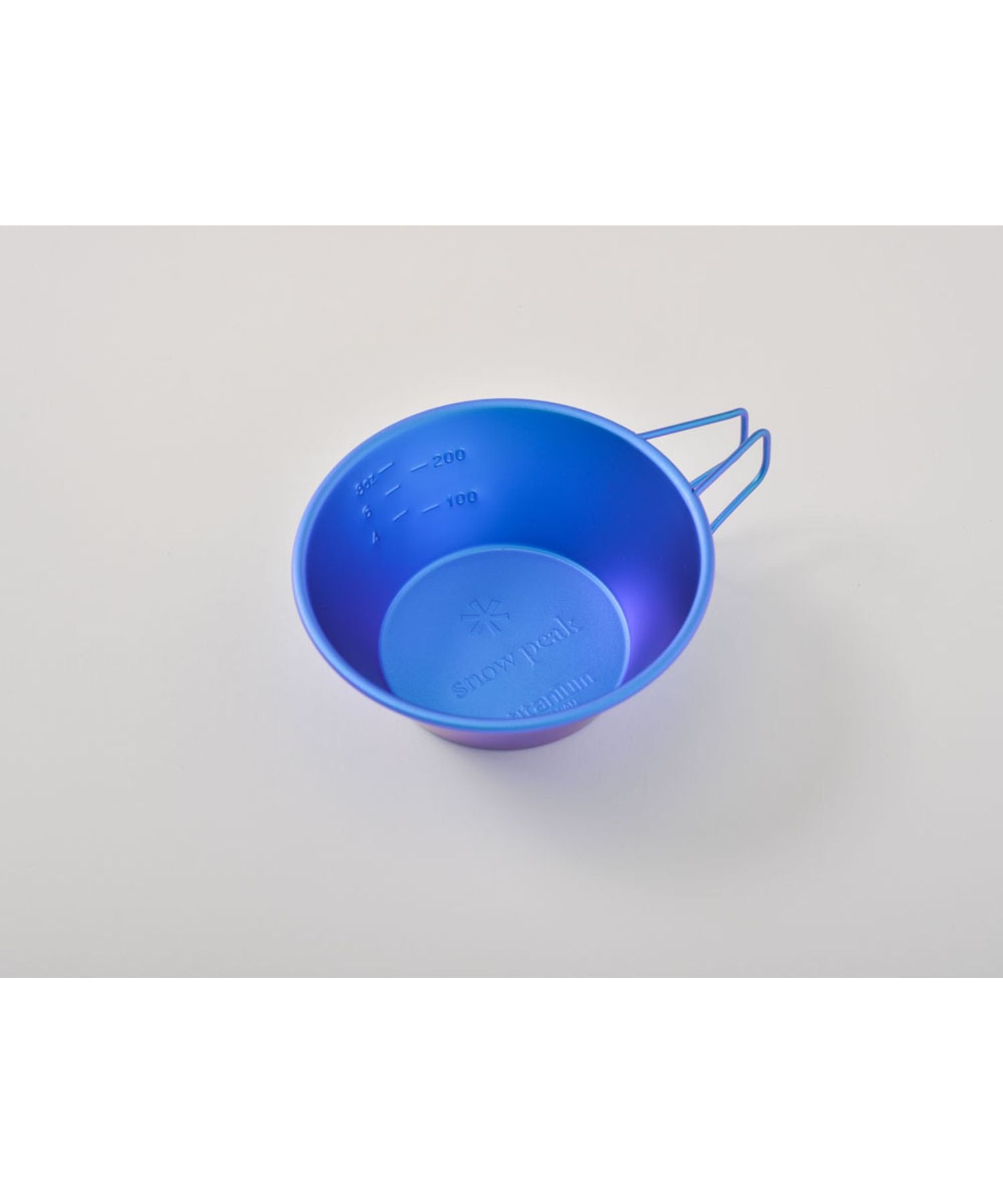 Snow Peak online-exclusive blue titanium Sierra cup with anodized oxide finish