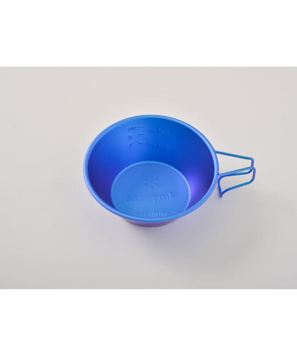 Snow Peak online-exclusive blue titanium Sierra cup with anodized oxide finish