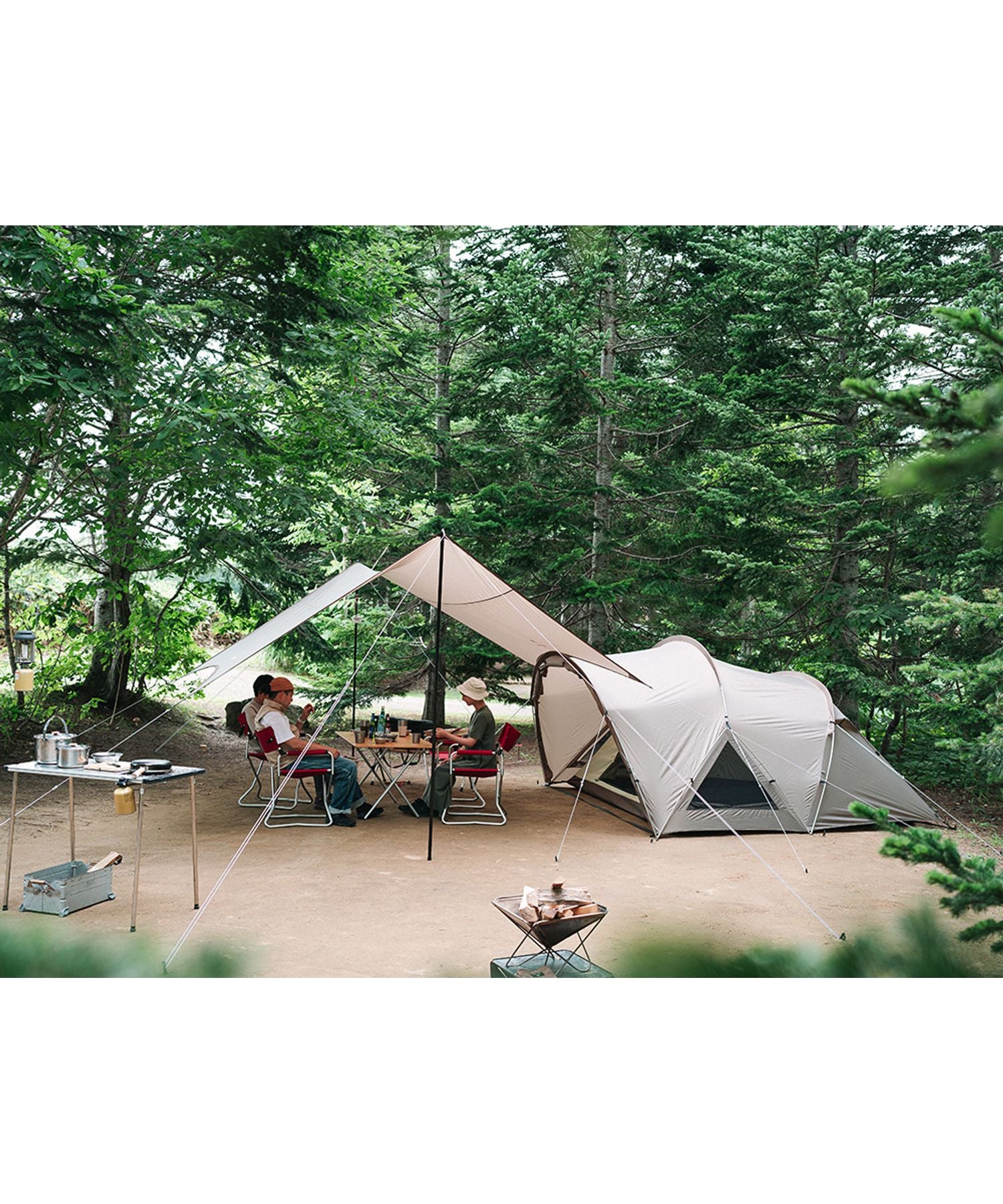 Snow Peak Land Nest M tent and tarp set for 3–4 person camping