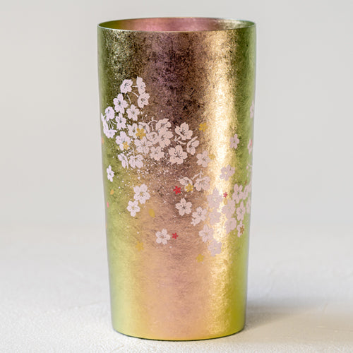 HORIE Hareno Premium Double-Wall Titanium Tumbler with Cherry Blossom Design Made in Japan