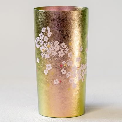 HORIE Hareno Premium Double-Wall Titanium Tumbler with Cherry Blossom Design Made in Japan