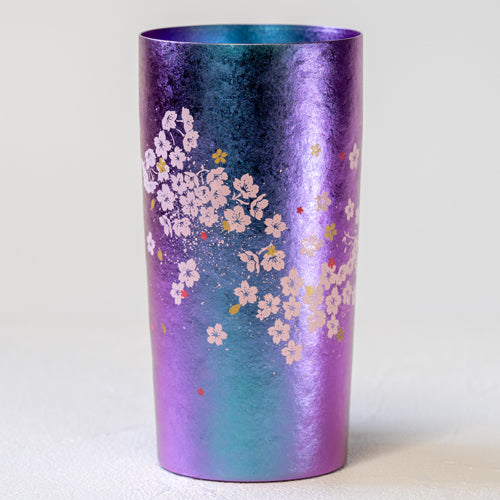 HORIE Hareno Premium Double-Wall Titanium Tumbler with Cherry Blossom Design Made in Japan