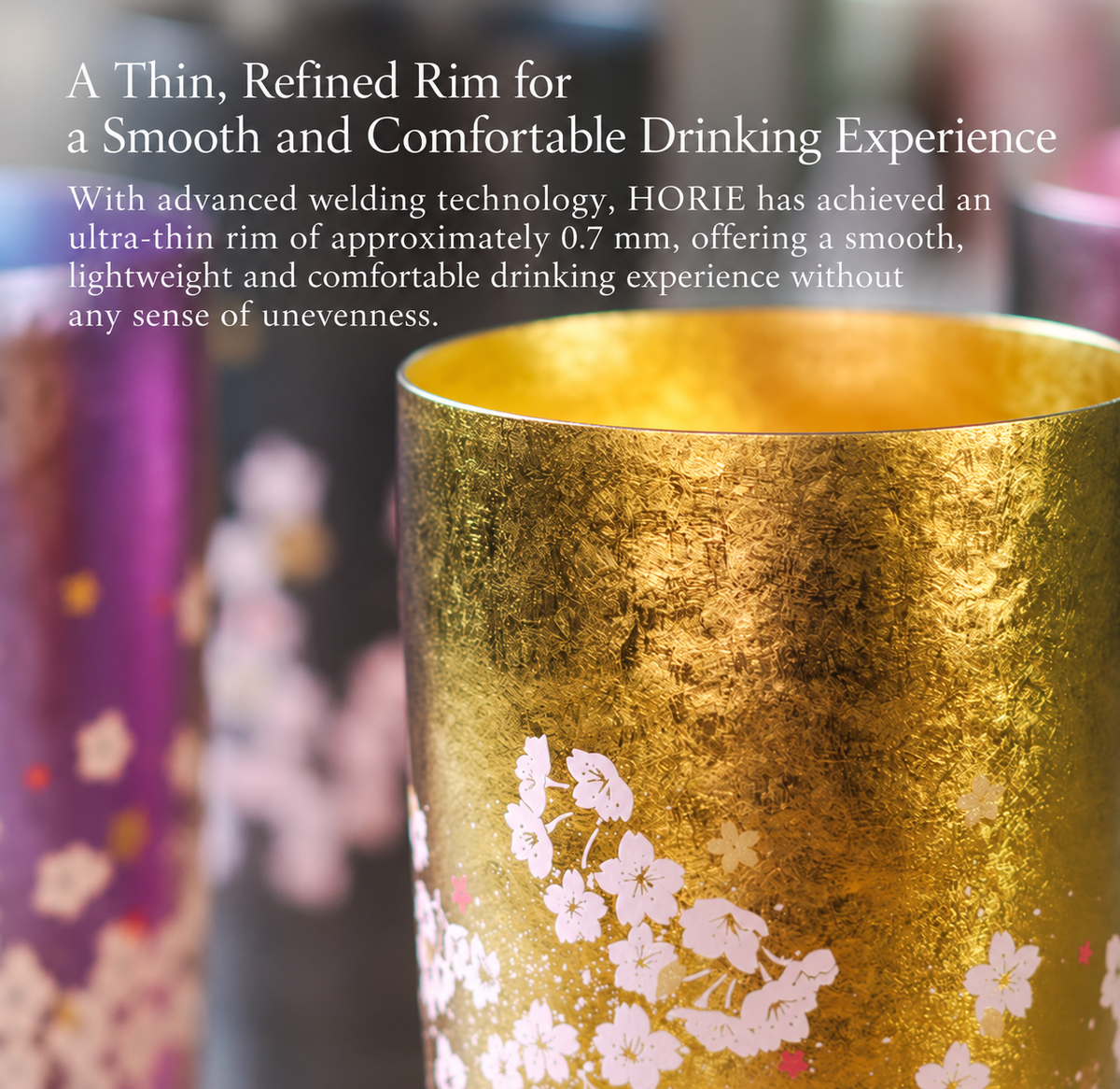 HORIE Hareno Double-Wall Titanium Tumbler with Cherry Blossom Design Made in Japan