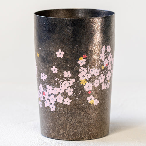 HORIE Hareno Double-Wall Titanium Tumbler with Cherry Blossom Design Made in Japan