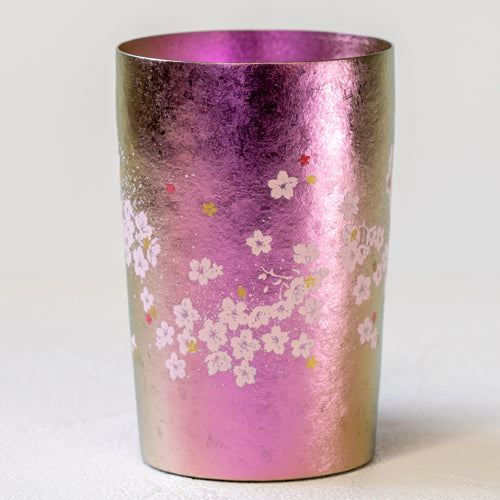 HORIE Hareno Double-Wall Titanium Tumbler with Cherry Blossom Design Made in Japan