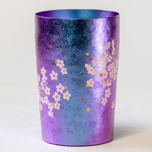 HORIE Hareno Double-Wall Titanium Tumbler with Cherry Blossom Design Made in Japan