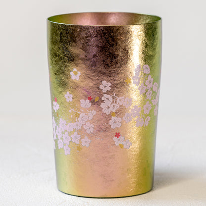 HORIE Hareno Double-Wall Titanium Tumbler with Cherry Blossom Design Made in Japan