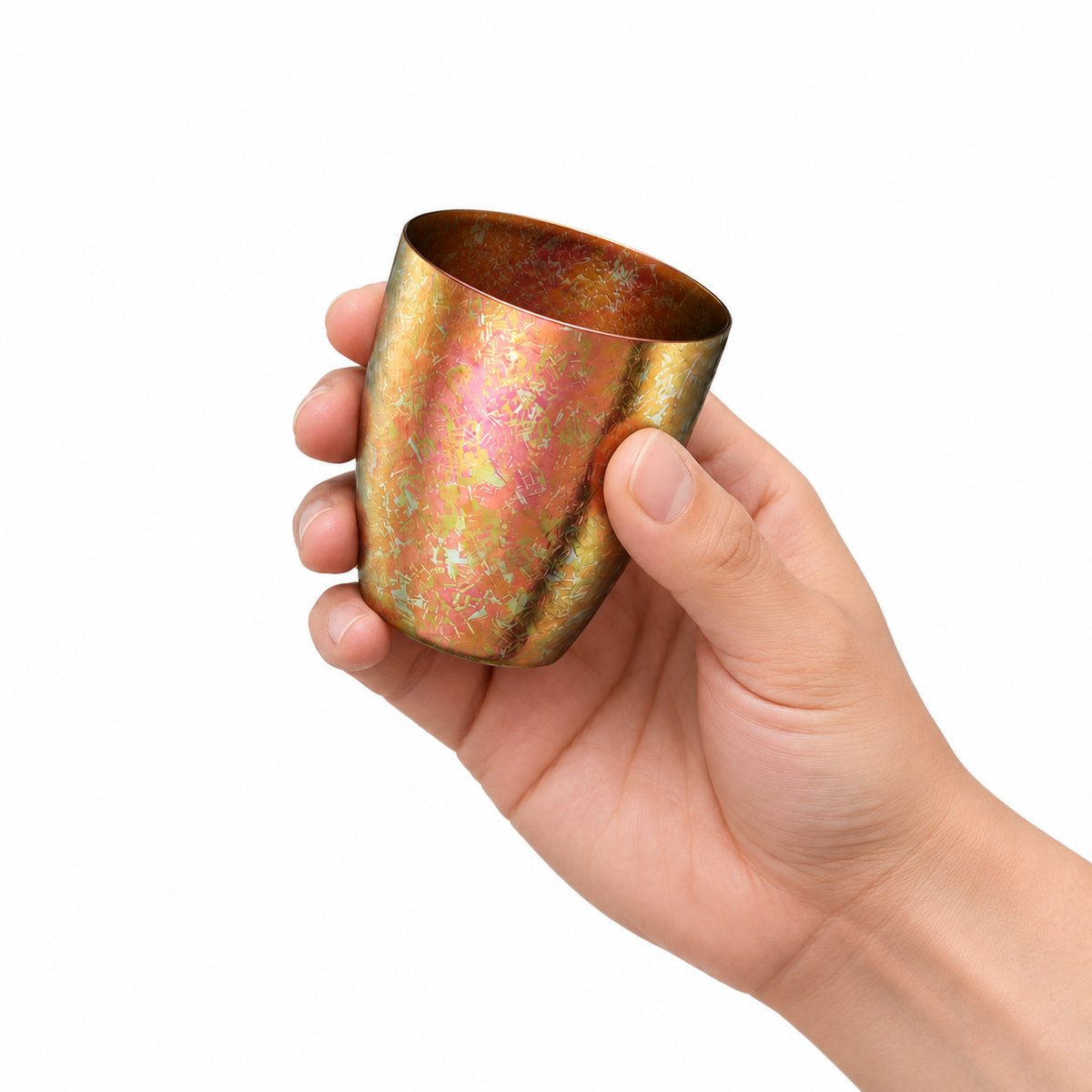 SUSgallery Tumbler Shot 80ml vacuum double-wall titanium shot cup with cherry blossom design made in Japan